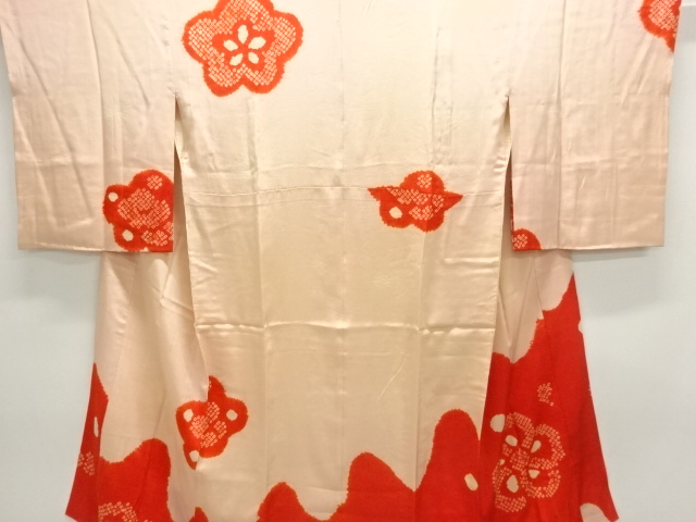 JAPANESE KIMONO / ANTIQUE JUBAN / SILK / KINSHA / SHIBORI / FLOWERS